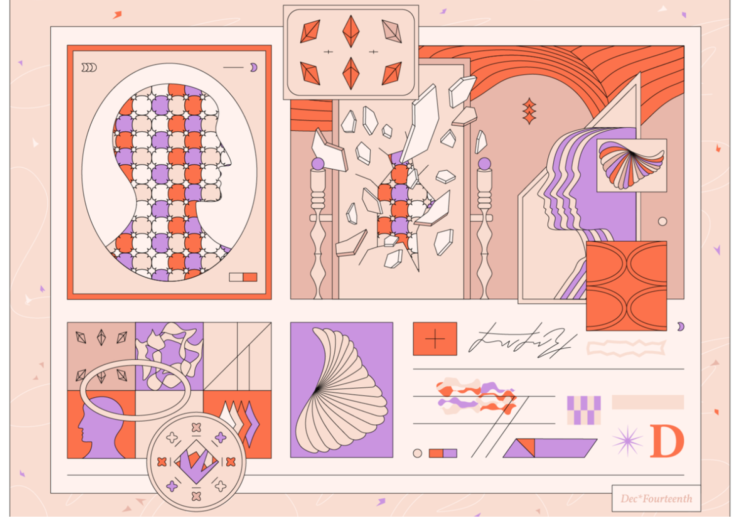 An illustration from Dribbble portraying abstract psychology