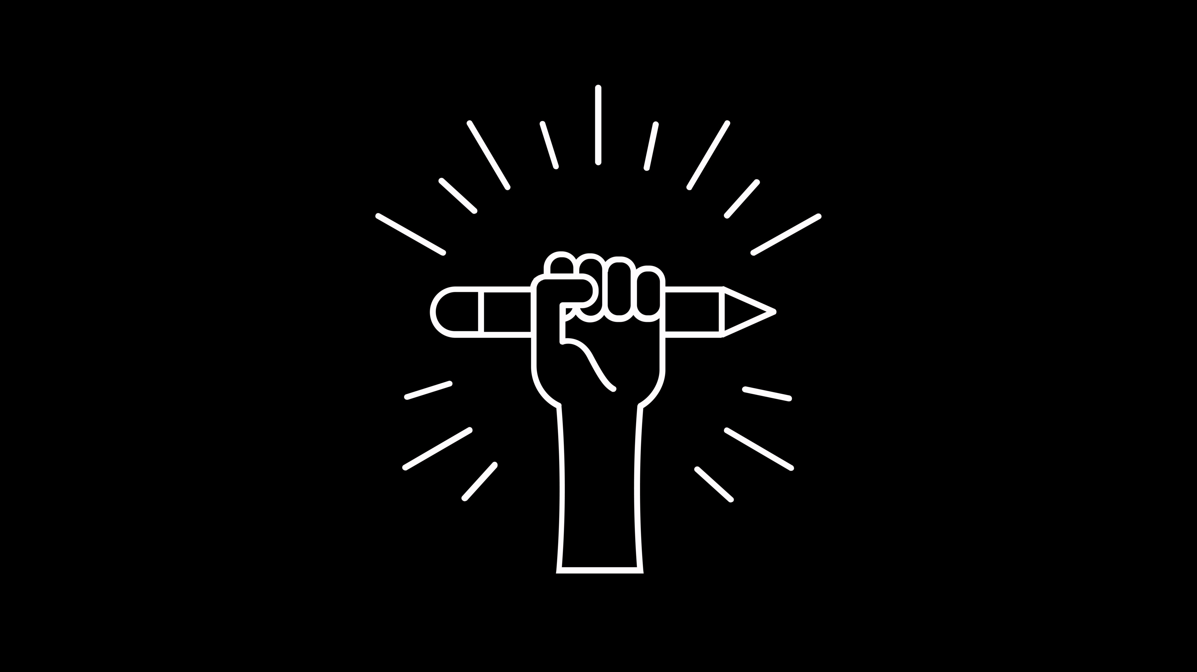 An icon shows a raised fist holding a pencil.